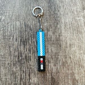 STAR WARS light saber light blue Keychain perler beads handmade